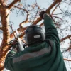 tree trimming crew with safety gear on commercial property